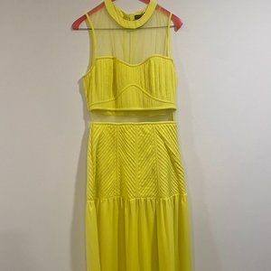 Vineet Bahl Textured Sheer Overlay Dress Size S